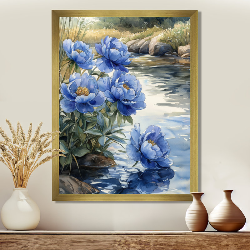Kepner - impressions sur toile florales, H 40 po x l 30 po, Reproduction encadrée sans passe-partout, Doré