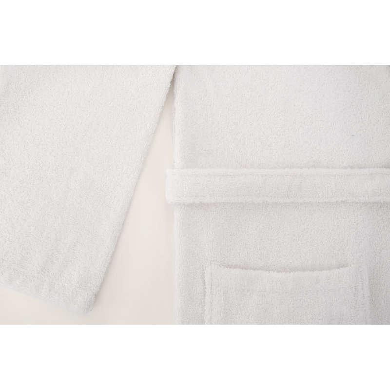 Peignoir 100% coton mi-mollet avec poches, Blanc, G / TG