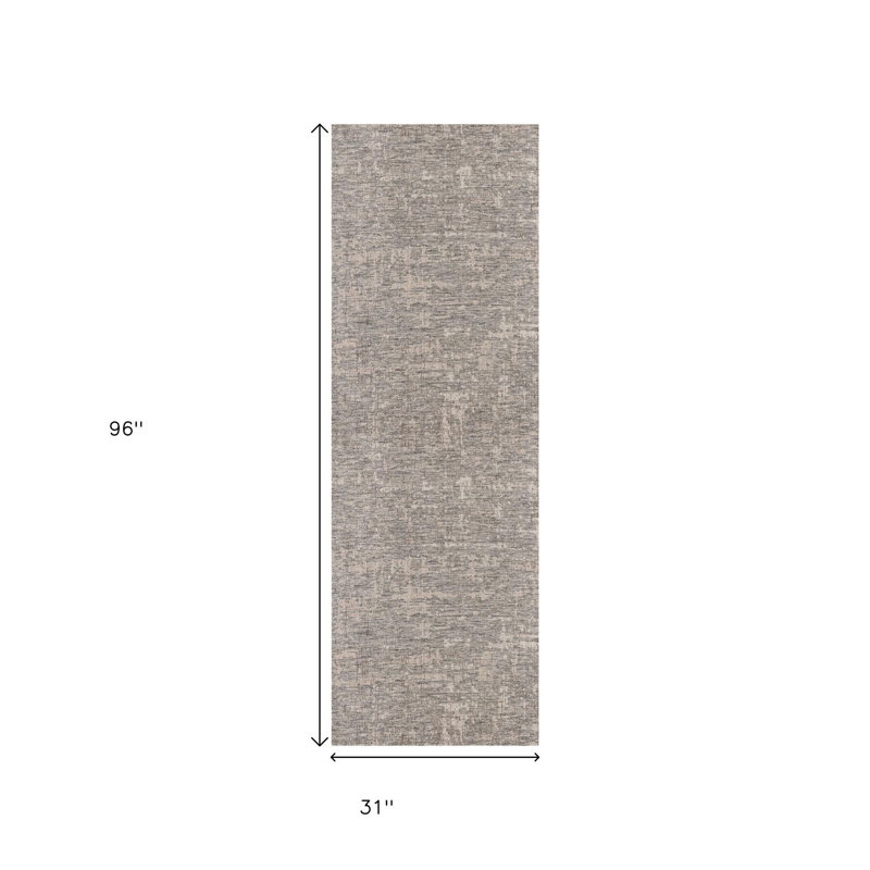 8' Ivory Abstract Power Loom Runner Rug