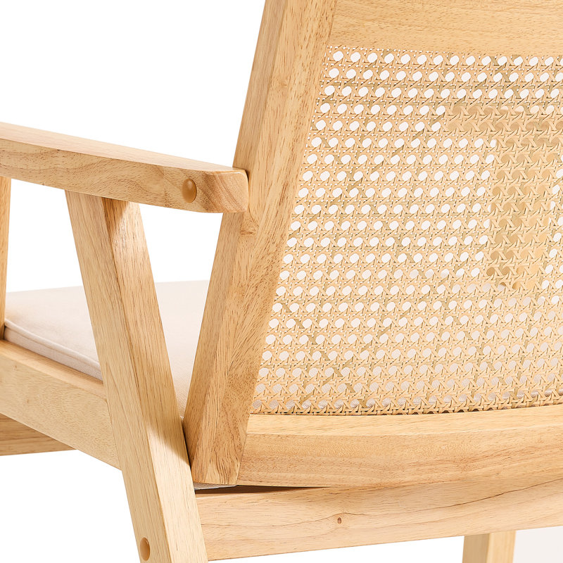 Chaise d'appoint rembourrée en velours avec dossier en rotin
