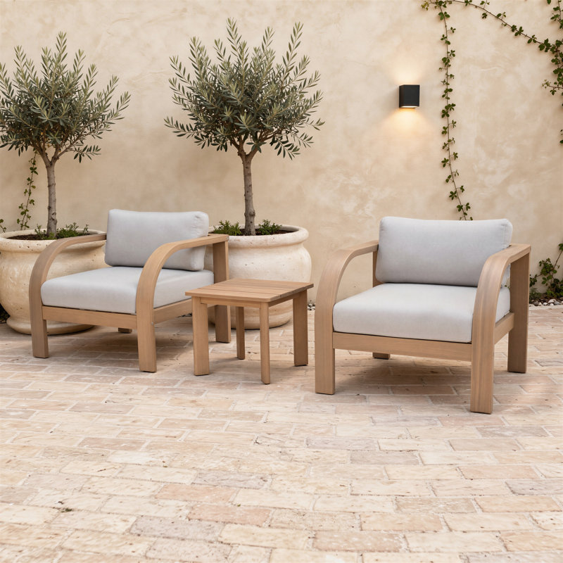 Hermes 3pc Outdoor Patio FSC Certified Wood Seating Set