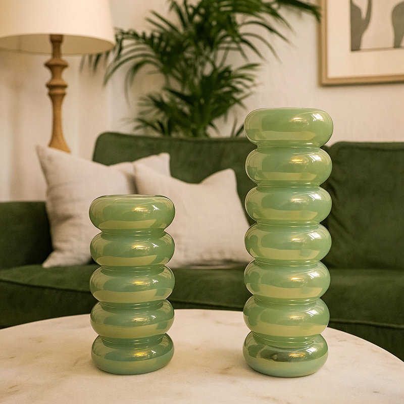 Vase de table en verre fait à la main - paire 
