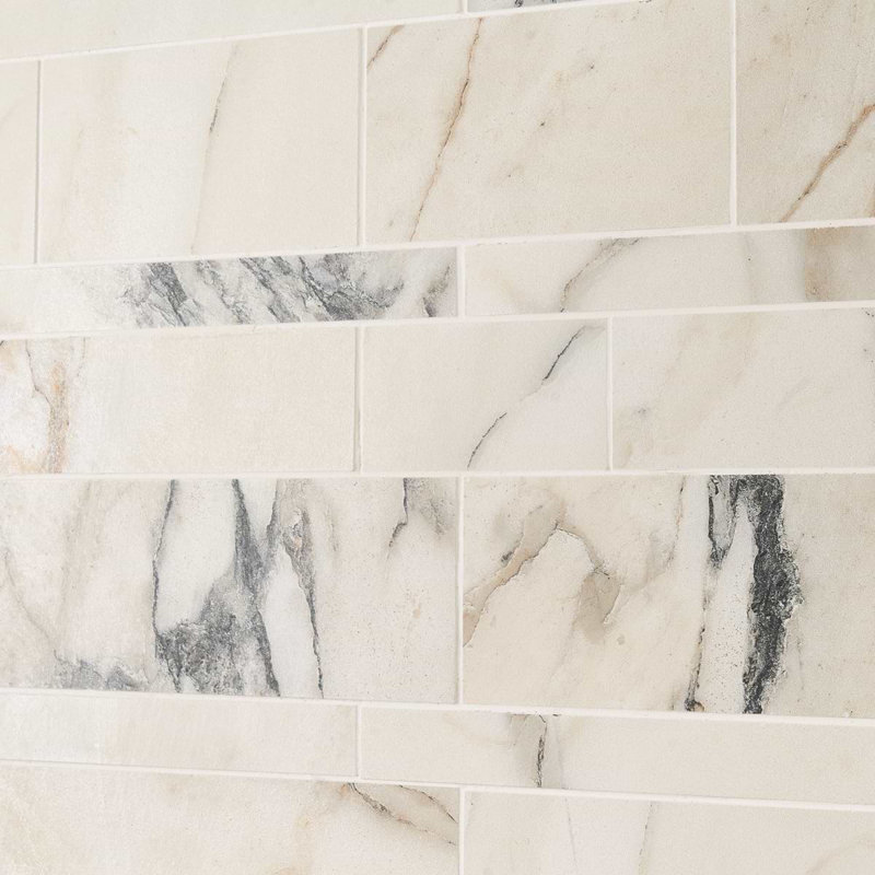 Dreamstone Railroad Porcelain Mosaic, Calacatta Rustico Matte