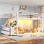Lit superposé simple avec étagères et tiroirs de rangement, lit superposé en métal avec éclairage DEL, sans sommier, blanc-1019261298