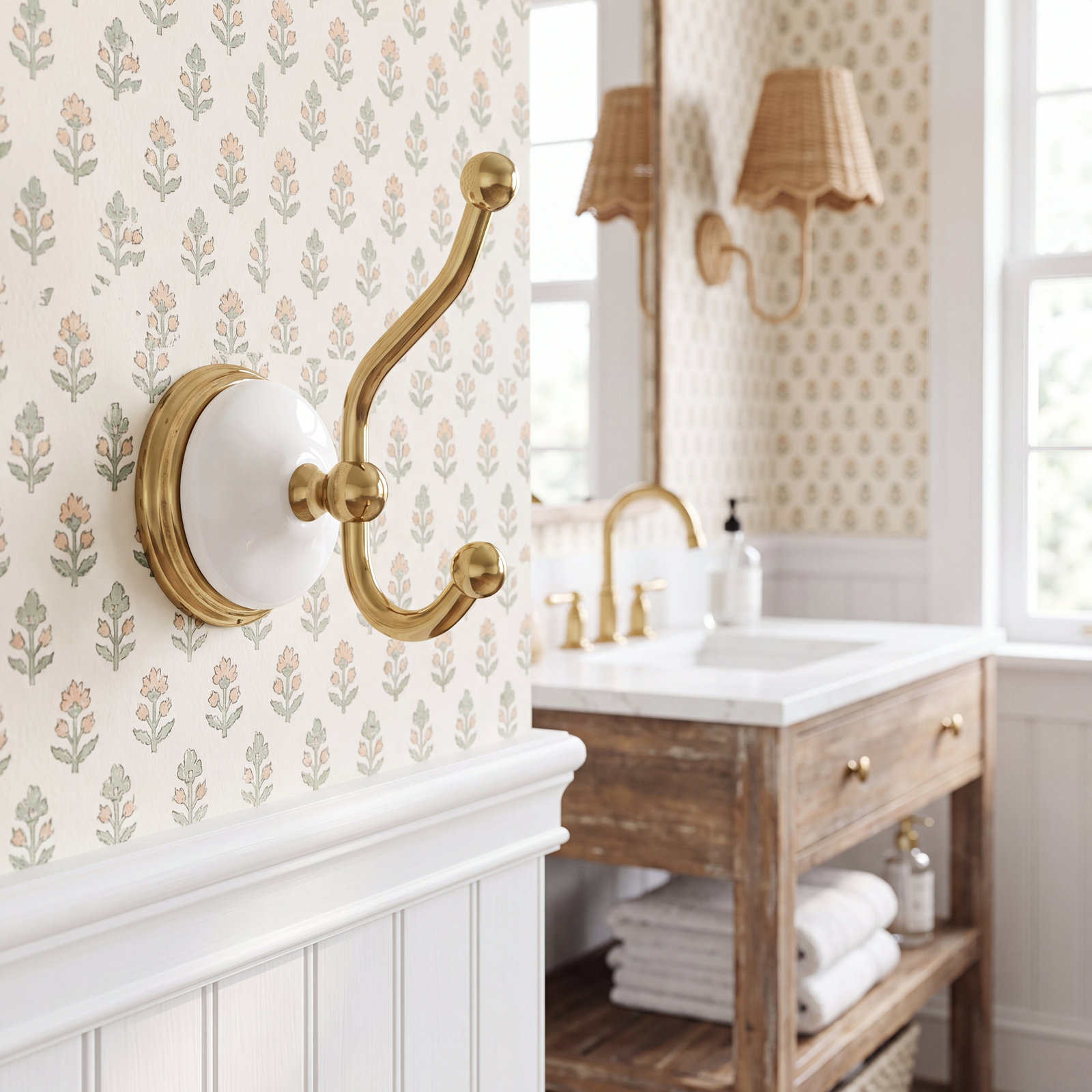 Victorian Robe Hook, Brushed Brass