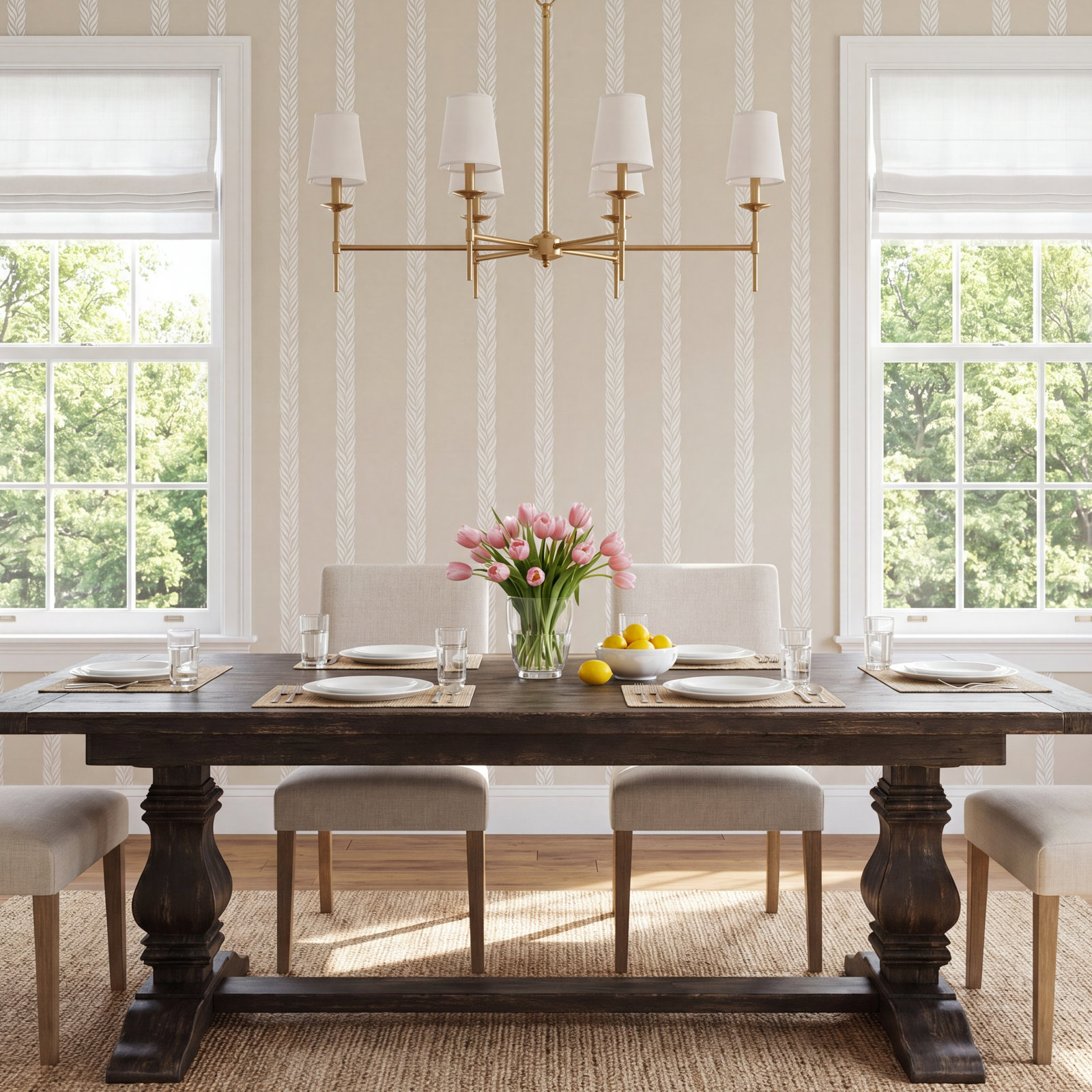 Bowman Striped Wallpaper, Beige