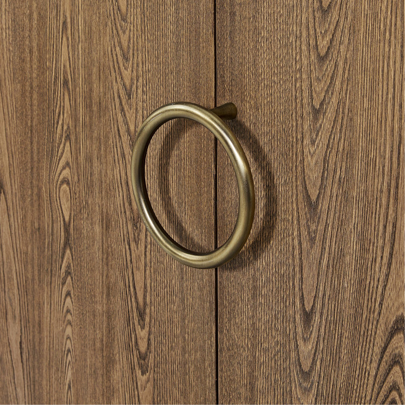 Desserte à deux portes 46 po, finition avec quincaillerie personnalisée, portes d'armoire de rangement, style moderne plus doux, bois massif +, brun, profondeur de 47,79 po, largeur de 18,79 po, hauteur de 36,29 po, finition de 121,03 lb, profondeur douce,