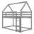 Low House Bunk Bed with Integrated Ladder-1553496721