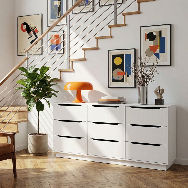 Commode 9 tiroirs blanche