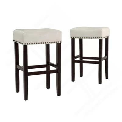 Tabouret de comptoir 30 po en simili cuir ivoire sans dossier (ensemble de 2)
