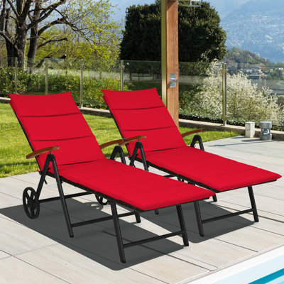 Chaise longue simple inclinable avec coussins 73 po Yeo