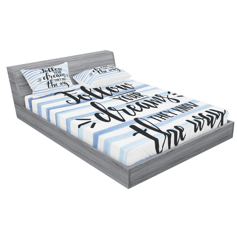 Microfiber Striped Sheet Set, Queen Sheet Set with Fitted Sheet