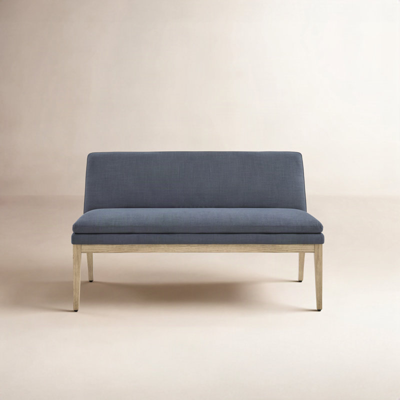 Banc de salle à manger rembourré en polyester 2 places Bethea, Blue