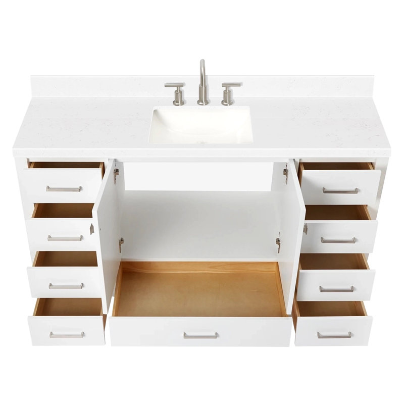  60.25" Single Bathroom Vanity Set, White, Rectangular