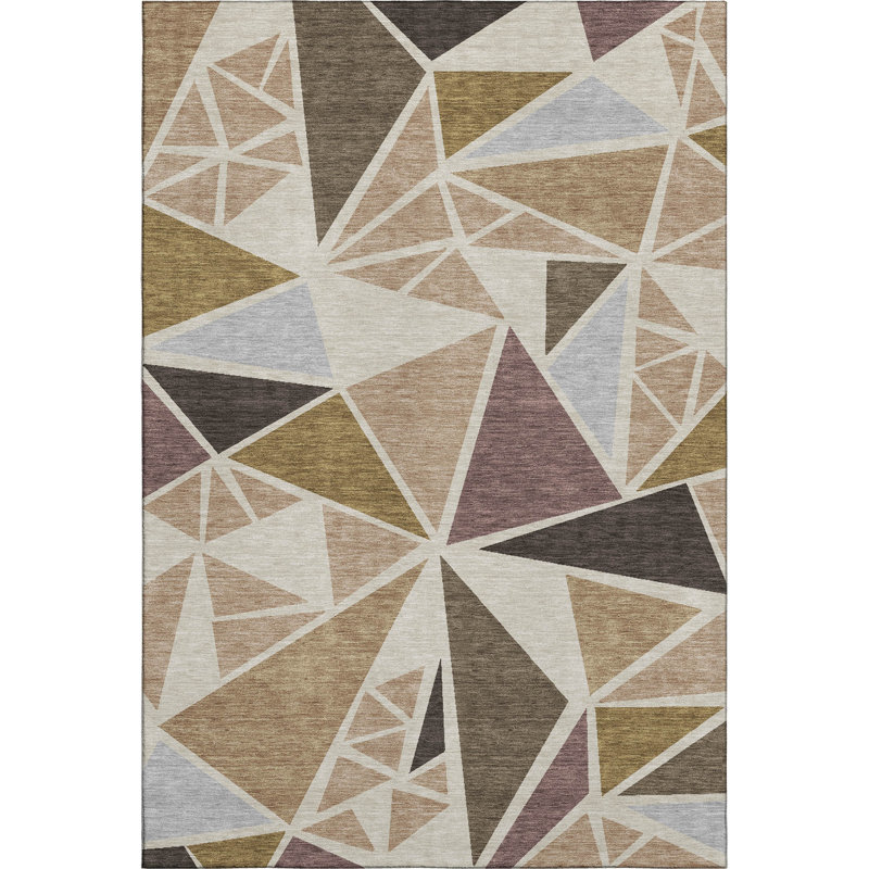Tapis géométrique de qualité supérieure lavable à la machine Ketterer AMF1039, Rectangle 8 pi x 10 pi