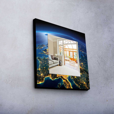 Élégant miroir décoratif avec cadre 100% bois de pin, 19,7 po x 19,7 po | Miroir en verre véritable (épaisseur: 0,2 pouce) | Peinture sur tissu élégante | Parfait pour la décoration intérieure et le vestibule, design durable et chic