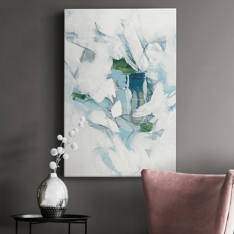 Toile tendue avec châssis Premium Ice Cavern III - prête à être accrochée, H 18 po x l 12 po x P 1 po