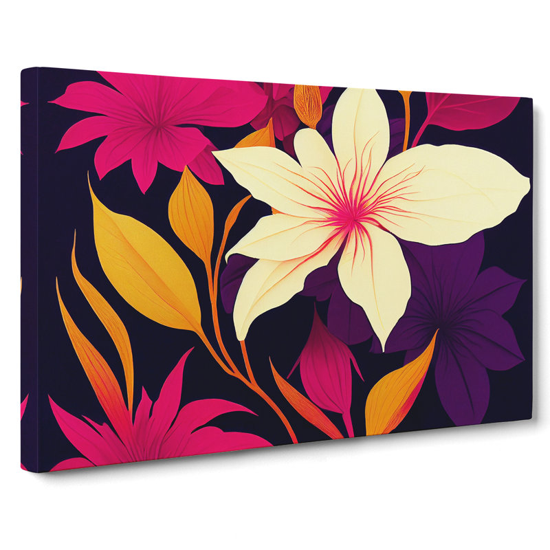 XXX-H1022-WF-7284X Radiant Flowers - Wrapped Canvas Painting, 40cm H x 60cm W x 3cm D