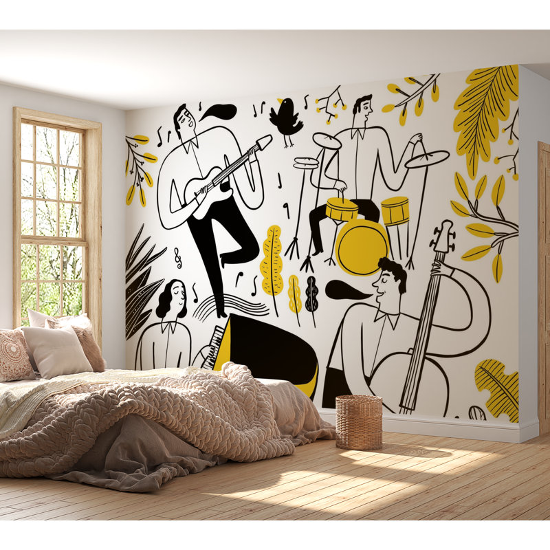 Murale pelez et collez de qualité supérieure - Jazz Band Fun, L 40 po x l 60 po