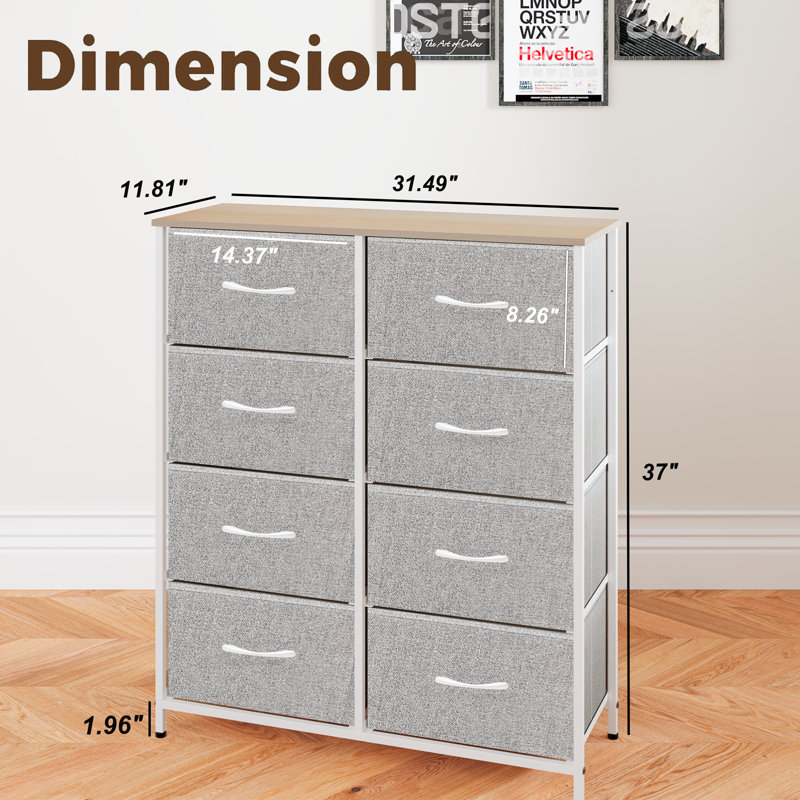 Teagann 8 Drawer Storage Drawer, White
