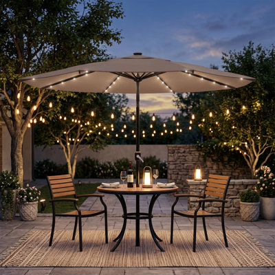 120" 10 ft. Steel Tilt Market Solar LED Lighted Patio Umbrella