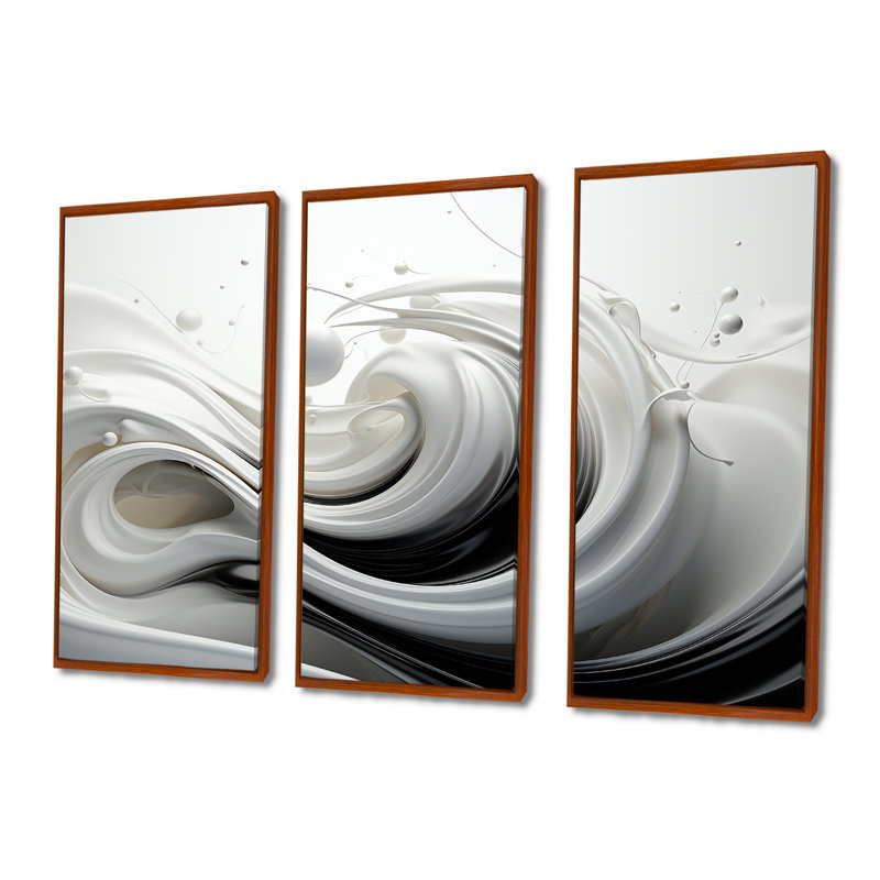 «Sweet Bliss», impression d'art mural en spirale abstraite, H 28 po x l 36 po x P 1 po, Cadre flottant brun