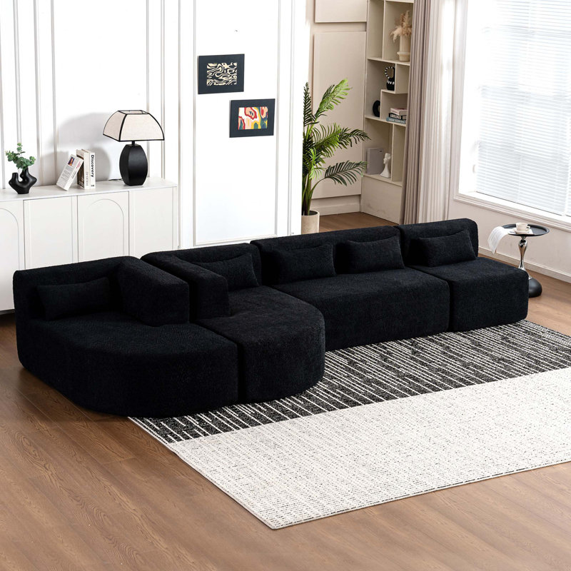 Canapé modulaire rembourré Boneless, Noir
