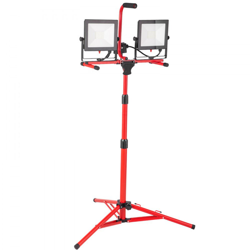 LED Work Light with Stand, 20000 Lumen Dual-head LED Work Light with 27.6"-68.1" Adjustable and Foldable Tripod Stand, IP65 Waterproofed LED Tripod Work Light, with 5000 Kelvin Colour Temperature
