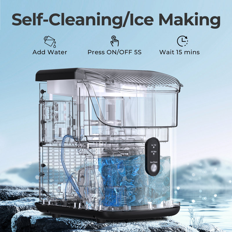 Havato 34lbs/Day Nugget Ice Maker Countertop - Chewable Pebble Ice, One-Click Operation, Self-Cleaning, Home/Kitchen/Office