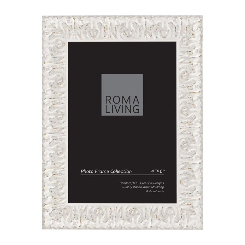 Ruvo Wood Picture Frame, White, 4" x 6"