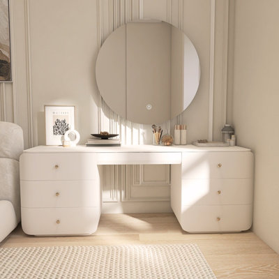 White Vanity Set with LED Lighted Mirror