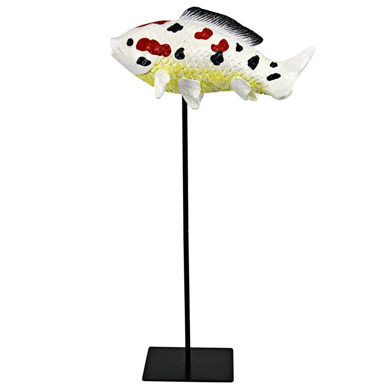 Hand-Painted Resin Japanese Koi Fish Sculpture