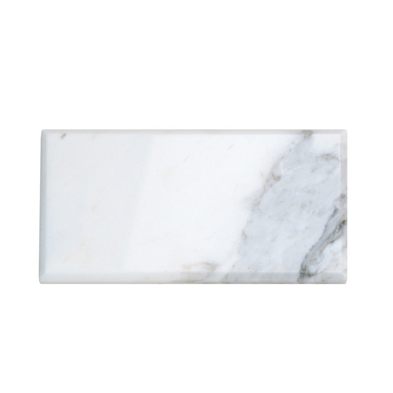 3" X 6" Beveled Marble Subway Tile, White