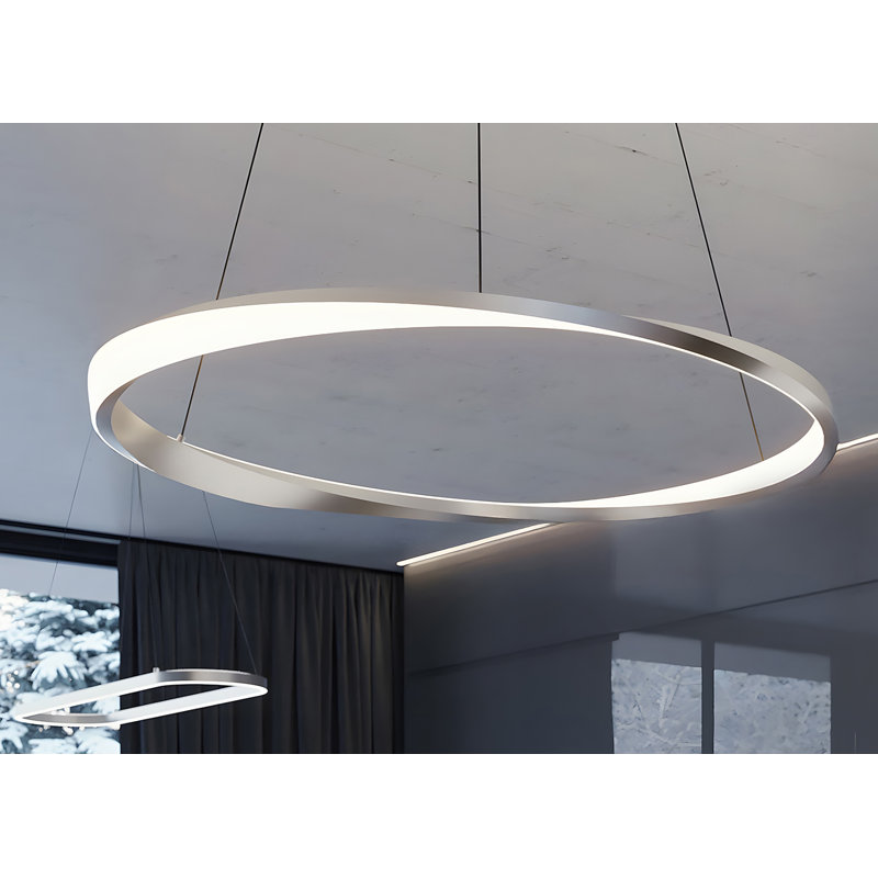 Oberon - 40'' Single LED Pendant - Satin Nickel, Satin Nickel, 20 W