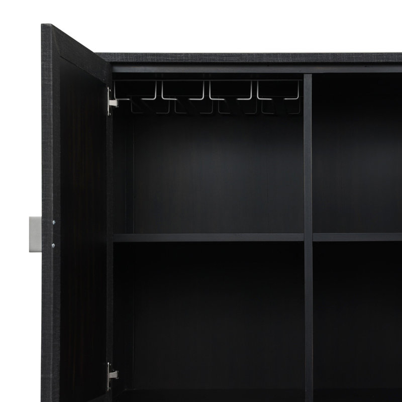 Cressida Bar Cabinet, Black Linen