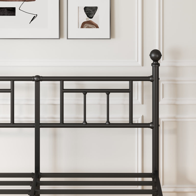 42" High Platform california king bed frame with Headboard, metal bed frame Contemporary Style, Minimalist, High Load Capacity, No Box Spring Needed, No Wobble