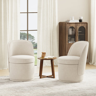Upholstered Barrel Accent Swivel Chair with Storage,No Assembly
