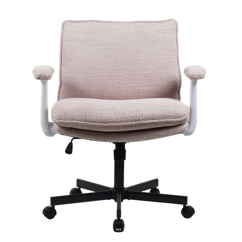 Criss Cross Office Chair with Lumbar Support & Flip-Up Armrests, Pink