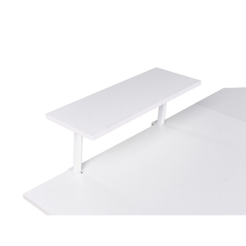 L-Shaped Metal Base Computer Desk, White