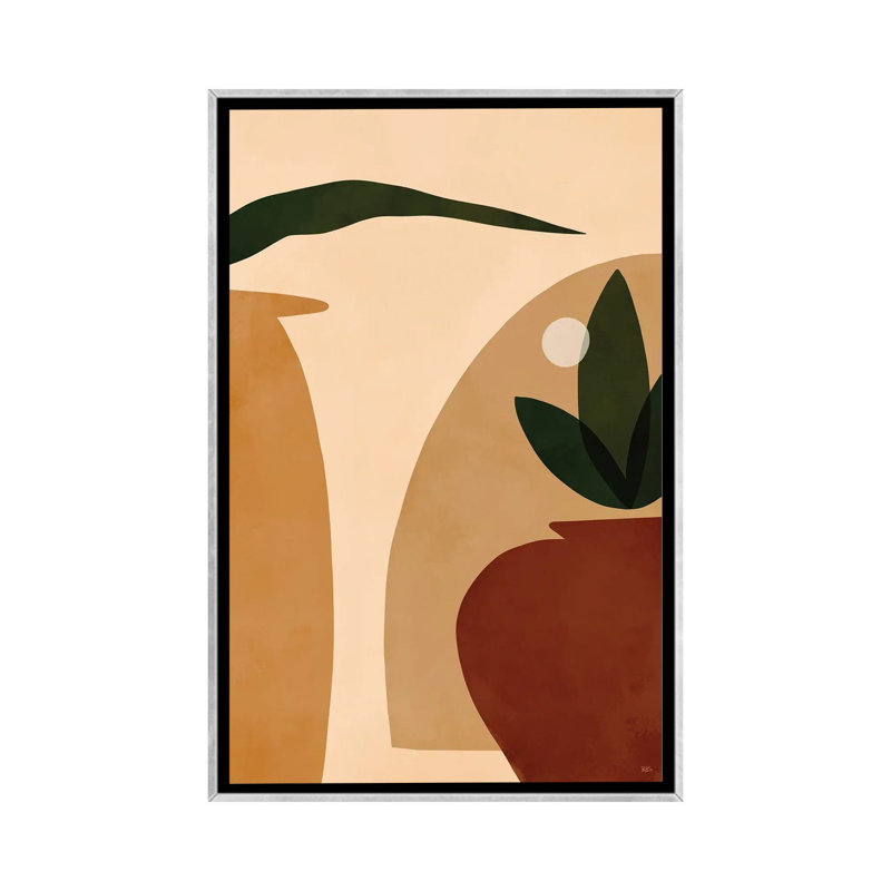 Ocre par Brie Nicole-impression d’art graphique, Pas de tapis, H 26 po x l 18 po x 1,5 po, Toile avec cadre argenté