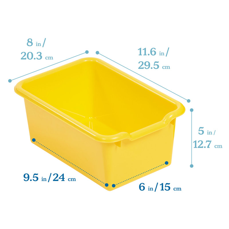 ECR4Kids Scoop Front Plastic Storage Bins, Multipurpose Organization, 5-Piece, Yellow