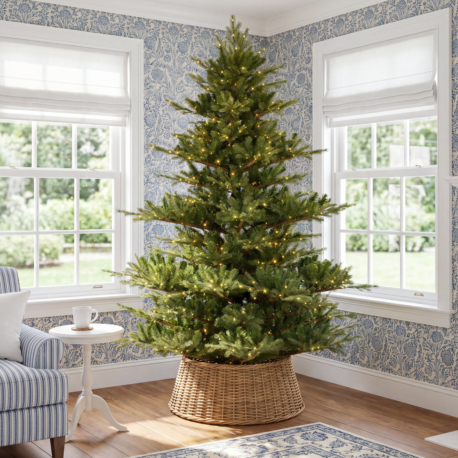Vickerman Flocked 9' Pre-Lit Pine Christmas Tree, 7.5 ft