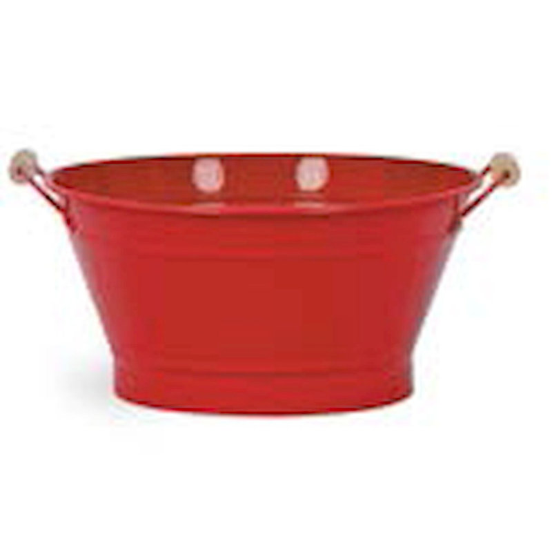 Seau en métal, H 4,7 po x l 7,75 po x P 7,75 po, rouge