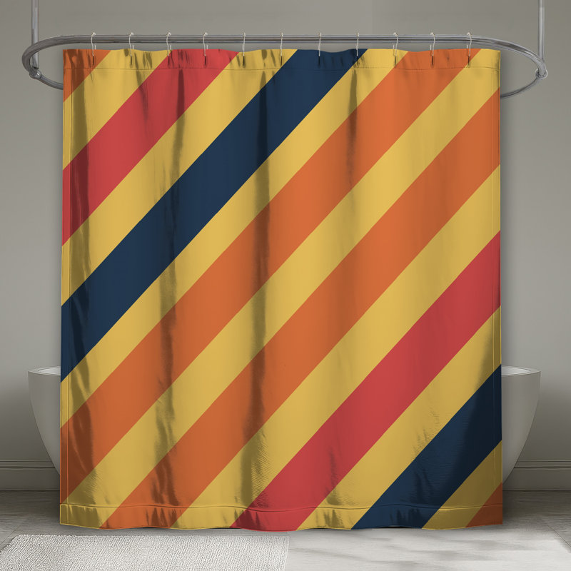 Rideaux de douche diagonaux à rayures très longs, L 70 po x H 84 po