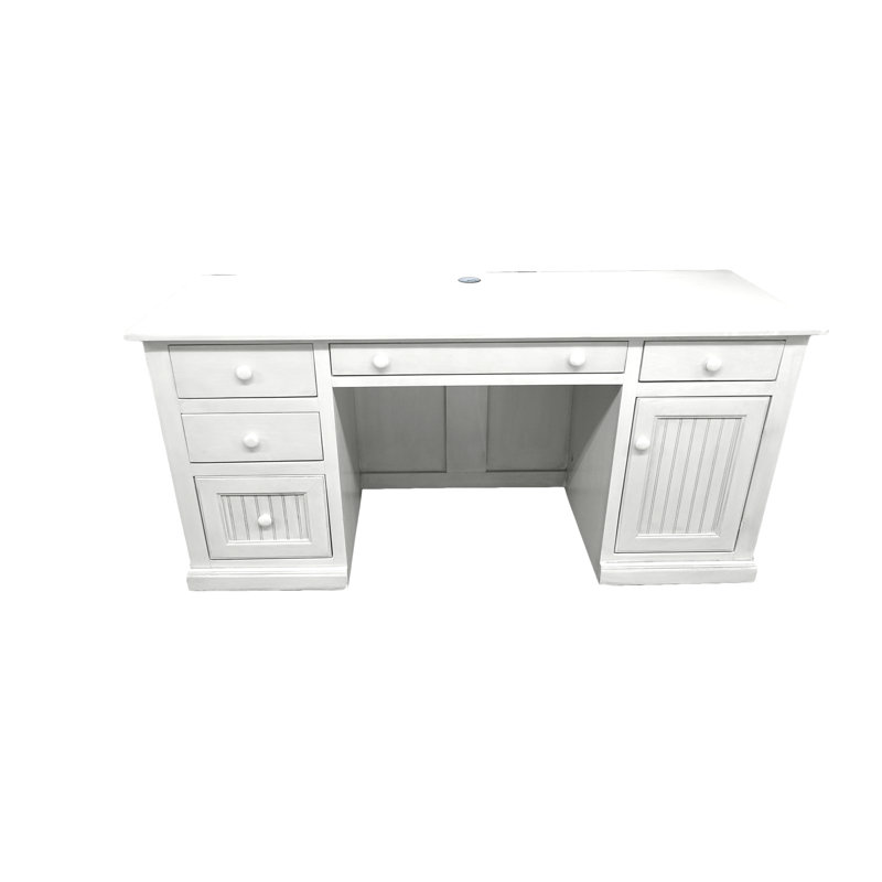 Breege Solid Wood Executive Desk, Bright White