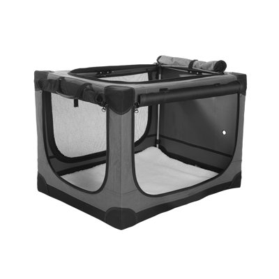 Cage pour chien 24 po x 17 po x 17 po pliable pour chien pesant jusqu'à 30 lb, chenil de voyage portable pour animal de compagnie avec 4 portes à fermeture à glissière, cage extérieure pliable avec tapis, sac de transport