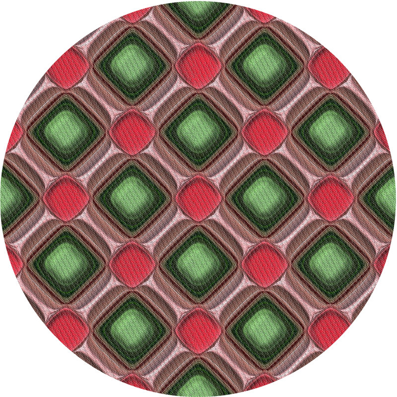Tapis rouge à motif géométrique, Rond 5 pi
