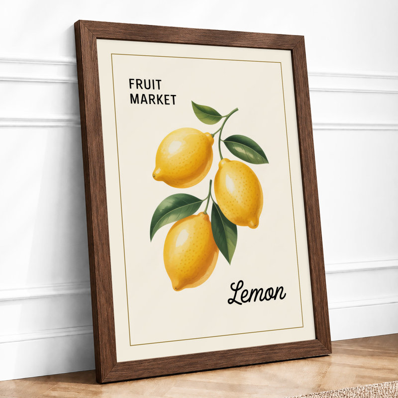 Lemon Market Botanical - Framed Print, A2 - 59.4 x 42.0 cm, Walnut