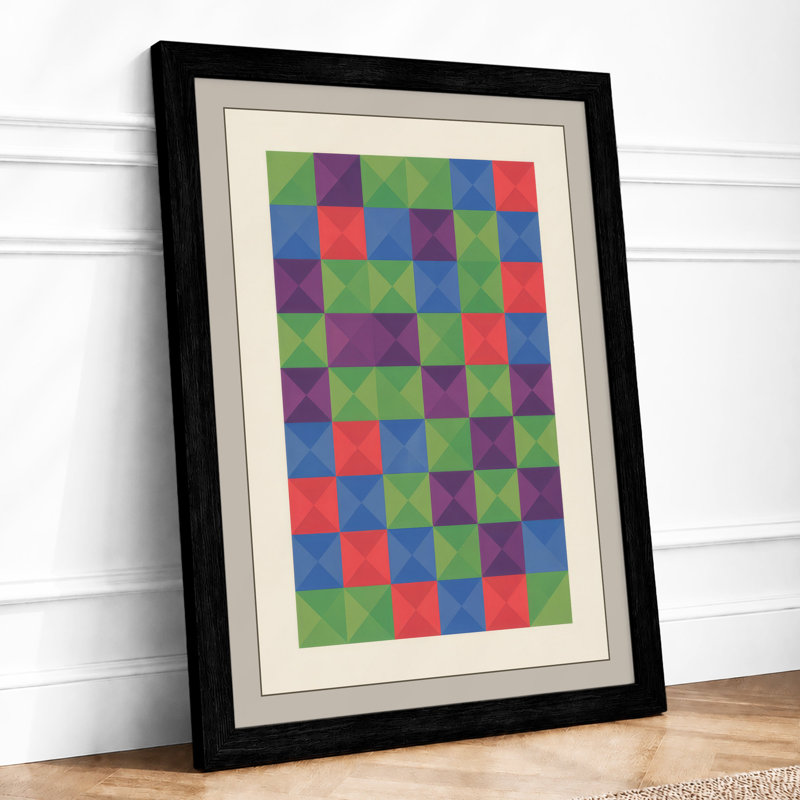 Colour Grid Geometric - Framed Print, Black, A3 - 42.0 x 29.7 cm