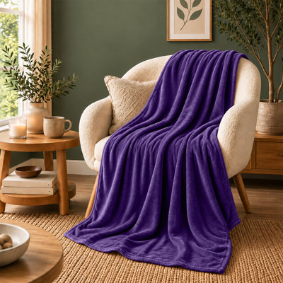 Ultra-Soft Hotel Quality Reversible Plain Weave Fleece Throw Blanket